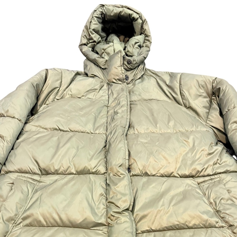 Everlane ReNew Long Puffer Jacket Mens M Green Hooded Recycled Insulated Coat
